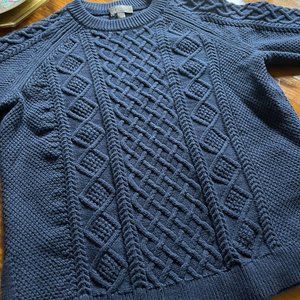 Navy jcrew cotton cable knit sweater